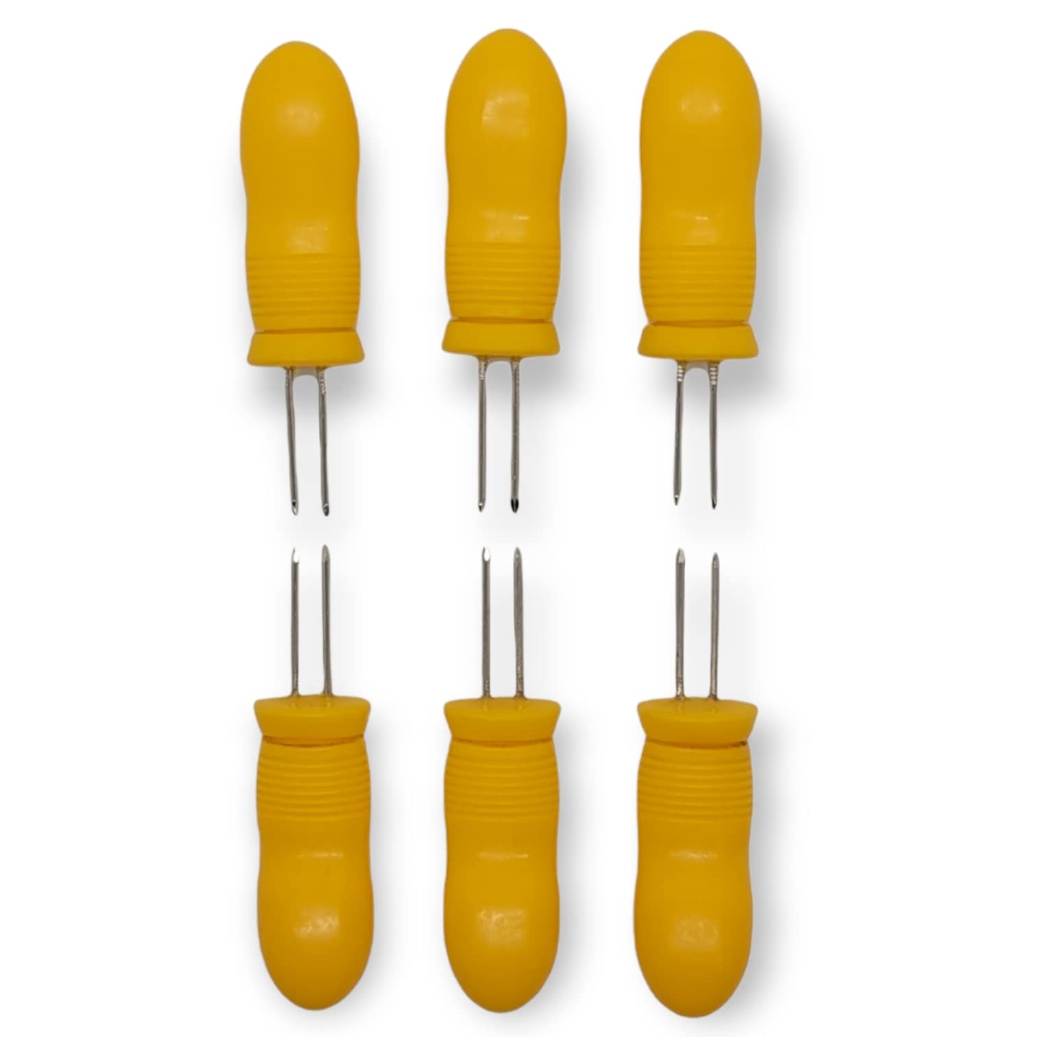 Handy Housewares 6 Piece Jumbo Corn Holders, Nesting Corn Cob Skewers Handle Set (1 Set)