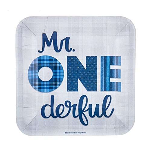 Mr. One-Derful Small Plates Birthday Party Boys Kids Party Supplies 10 Count