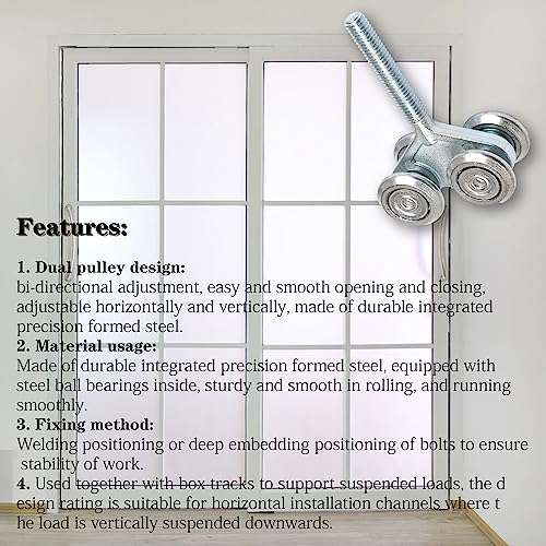 Dia 24mm Steel Double Wheel Rail Hanging Trolley Silver Sliding Track Roller Hanging Barn Door Rail Trolley Wheel H4-3 w/Nuts 5