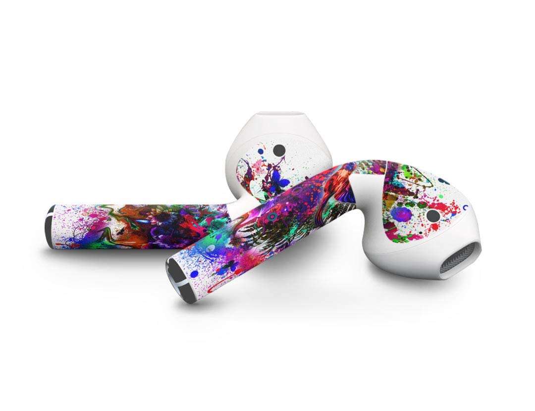 igsticker Skins Compatible with Airpods Sticker Decal Stylish Covers for Protection & Customization 012273 Paint　Colorful　Bird 2