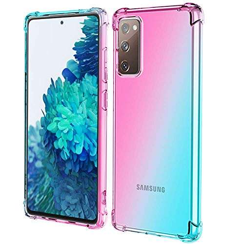 for Samsung S20 FE 5G Case, Transparent Shockproof Slim Two-Color Soft TPU Protection Cover Cases for Fit Samsung Galaxy S20 FE 5G (Pink/Green) 1