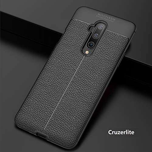 CruzerLite Compatible with OnePlus 7T Pro Case, Leather Texture Design Cover Anti-Scratch Shock Absorption Case for OnePlus 7T Pro (Black) 2