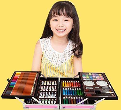 SHOPARAM New 145 Pcs Sketch Pencil Shading Drawing Kit Stationary Colour Set Crayons Oil Pastels Colour Pencil Set Watercolor Cakes Paint Brush Sharpener Eraser Art Supplies for Artist Set Kids 4