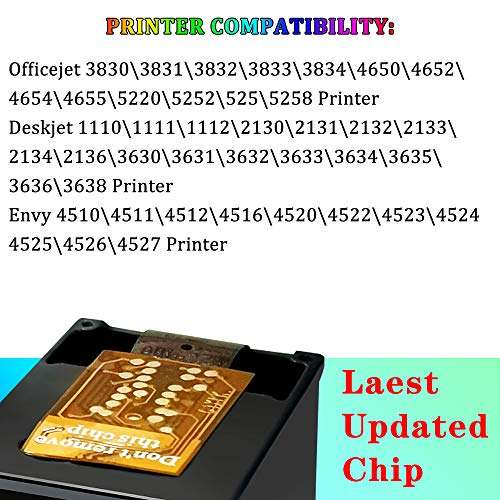 Kamoinc 63xl Ink cartridges Replacement for HP 63 Ink 63XL Ink Cartridge with Officejet 3830 3831 3833 4655 Envy 4510 4520 Deskjet 3630 3632 3634 3636 Printer (1B1C) 2
