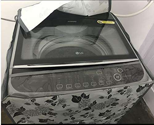 Cover Compatible LG Top Load Washing Machine Cover Suitable For 6 kg, 6.2 Kg, 6.5 Kg, 7 Kg (56cms X 56cms X 85cms) Half White & Grey 6