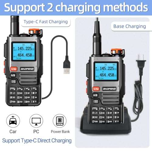Ham Radio BAOFENG Radio Handheld Long Range Walkie Talkies NOAA Emergency Weather Receiver Two Way Radio Full Kit K61 with USB-C Charger Rechargeable 2600mAh Battery for Hiking Hunting Camping,2 Pack 5