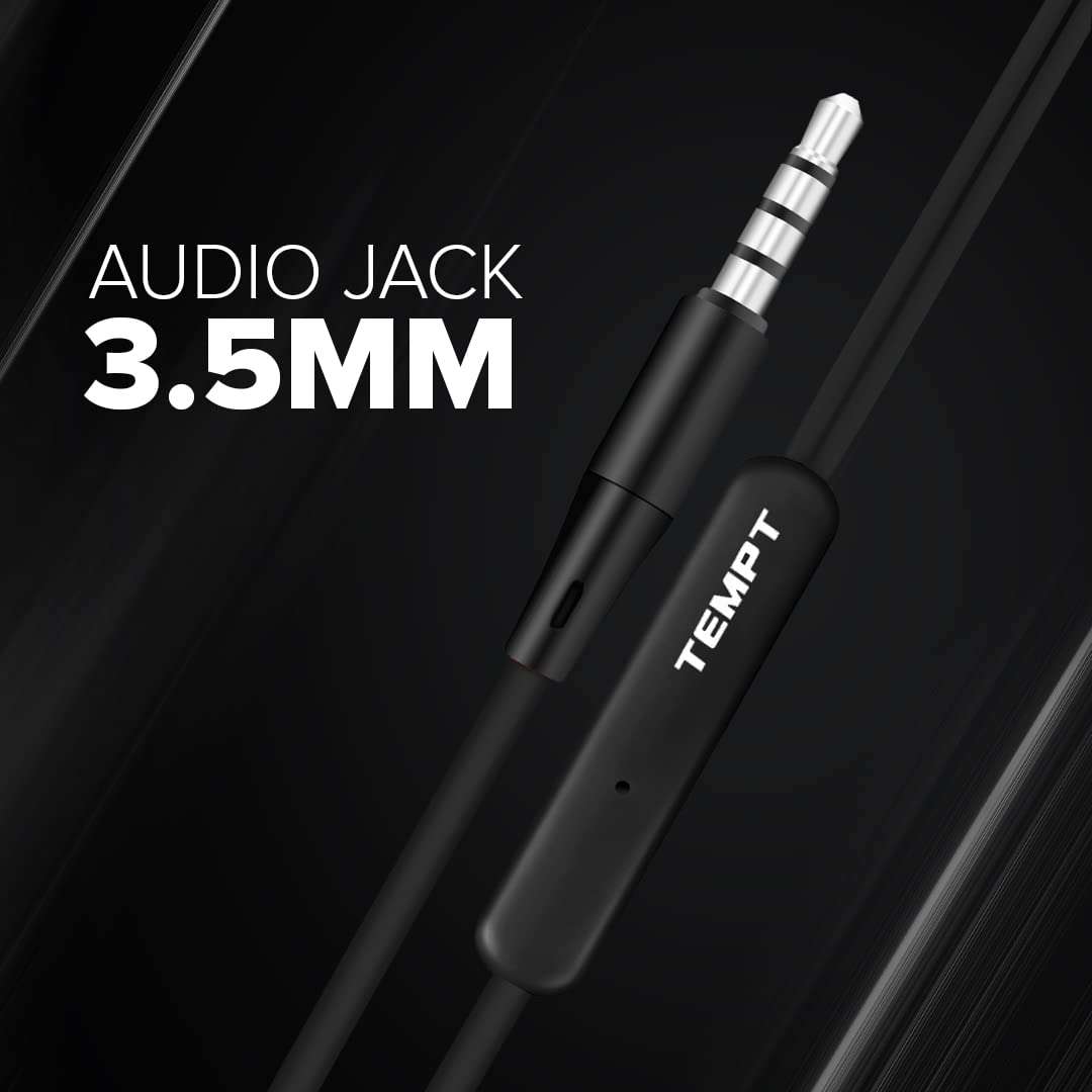 TEMPT Zoom X1 in Ear Wired Earphone with Mic, 3.5mm Audio Jack, 12mm Powerful Driver, Enhanced Bass, Noise Cancelling Headphone, 1.2m Tangle-Free Cable, for Phone/Tablet/Laptop/Desktop (Black + Grey) 5