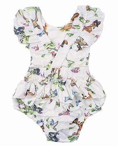 stylesilove Infant Baby Girl Ruffled Cap Sleeve Sunsuit Romper with Self-tied Headband 2pcs Outfit (White-Cross Backless, 100/12-18 Months) 3