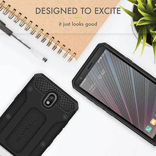 Evocel Explorer Series Pro Phone Case Compatible with Escape Plus, Tribute Royal, K30 (2019), Aristo 4 Plus, Arena 2, X320 with Glass Screen Protector and Belt Clip Holster, Black 5
