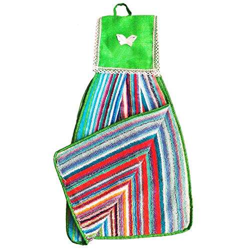 N G Products Double Sided Printed Soft Cotton Hanging Hand Towel Napkin for Wash and Kitchen Basin (Multicolor) - Pack of 5 5