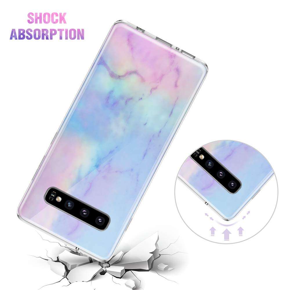 Caka Case for Galaxy S10 Marble Case Slim Anti Scratch Shockproof Luxury Fashion Silicone Soft Rubber TPU Protective Case for Samsung Galaxy S10 (Opal) 4