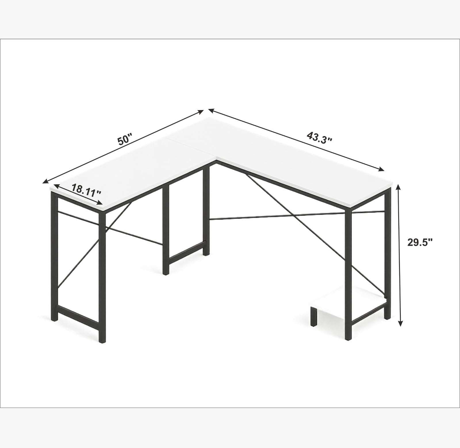 Callas L Shaped Computer Desk - Gaming Corner 50 Inch PC, Computer Corner Desk, Writing Workstation with Wooden Desktop CPU Stand for Home, Office, Room & Small Space (White - ST-22 White(R)) 3