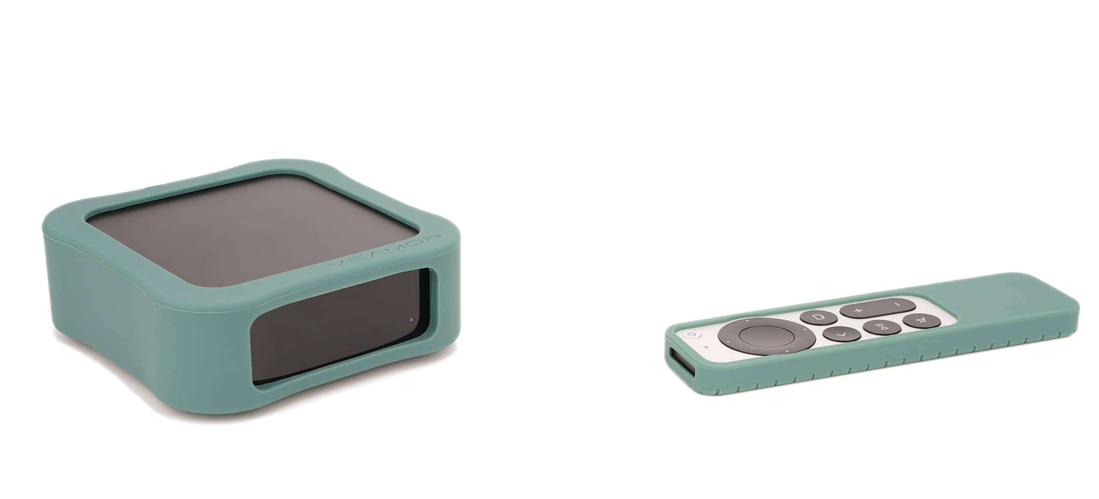 Veamor Silicone Case Cover for Apple TV 4K 2nd Gen 2021 (1 Set, Siri Remote + Host Box), Anti Slip Rubber Protective Skin Soft Bumper, Shock Absorbing / Impact Resistant / Drop Proof (Midnight Green) 3