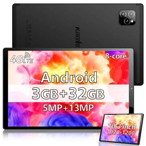 Latest Android Tablet with Eye Protection,3GB RAM,32GB ROM, 1TB Expand,Octa Core,10.3 Inch 1920x1200 FHD IPS Screen,10 Hour Battery,5+13MP,Dual Sim Card Slot,2.4/5G WiFi,Bluetooth 5.0,GPS,Gray 1