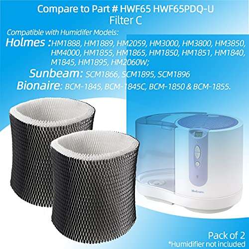 ANTOBLE 2 Pack Humidifier Wick Filter for Holmes HWF65 HWF65PDQ-U, Replaces Part # HWF65CS - Filter C 2