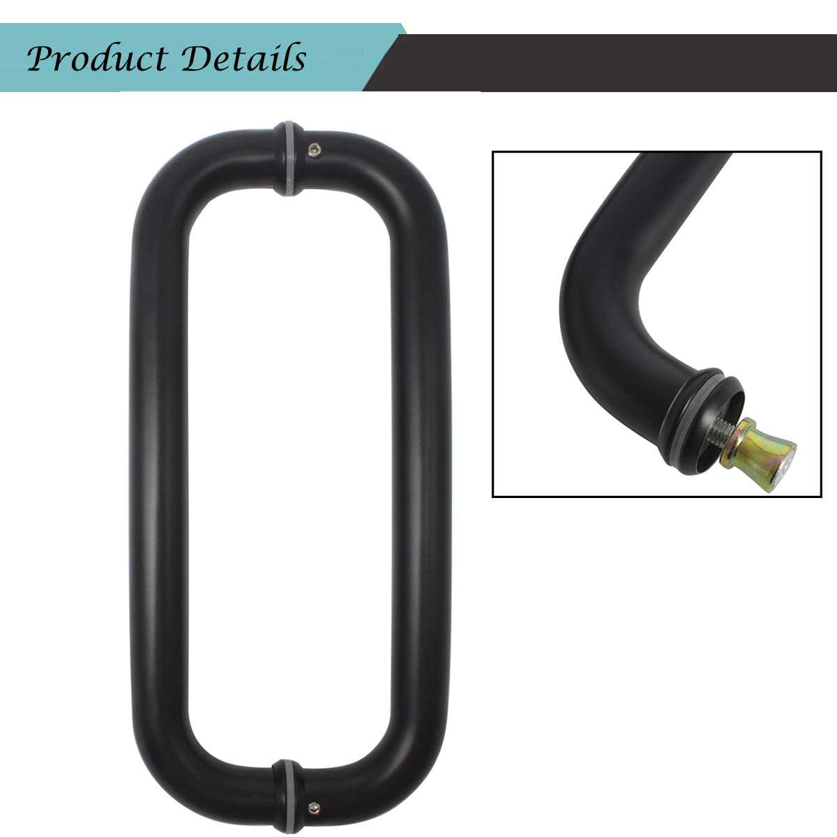 1 Pack 12 inch Length Black Barn Door Pull,Stainless Steel Handle Set,Heavy Duty Sliding Door Pull,Bar Shape Gate Door Handles 4