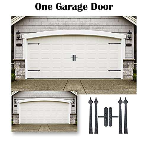 SANKEYTEW Garage Door Magnetic Decorative Hardware Kit, 4 Hinges 2 Handles Door Carriage Accents for 1 Car Garage, Strong Magnets, Color Black 3