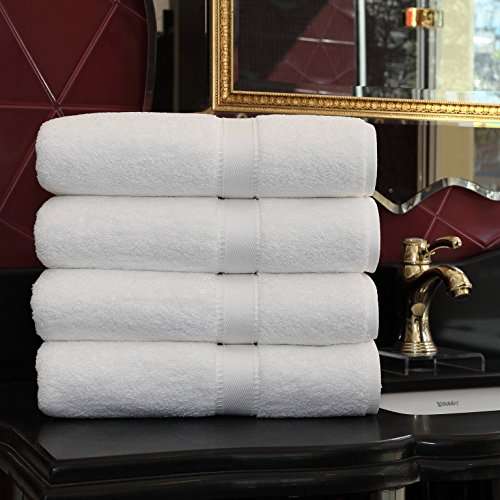Linum Home Textiles Terry Premium Luxury Hotel Collection Bath Towels, Set of 4, White 4