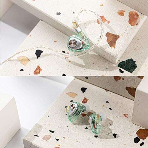 SIMGOT EM2 Hi-Res in Ear Monitor Headphones, Hybrid Balanced Armature Dynamic Driver IEM Earphones for Musician, Church, HiFi Wired Earbuds with Detachable Cable, Noise Isolating Gaming Earbuds(Green) 2