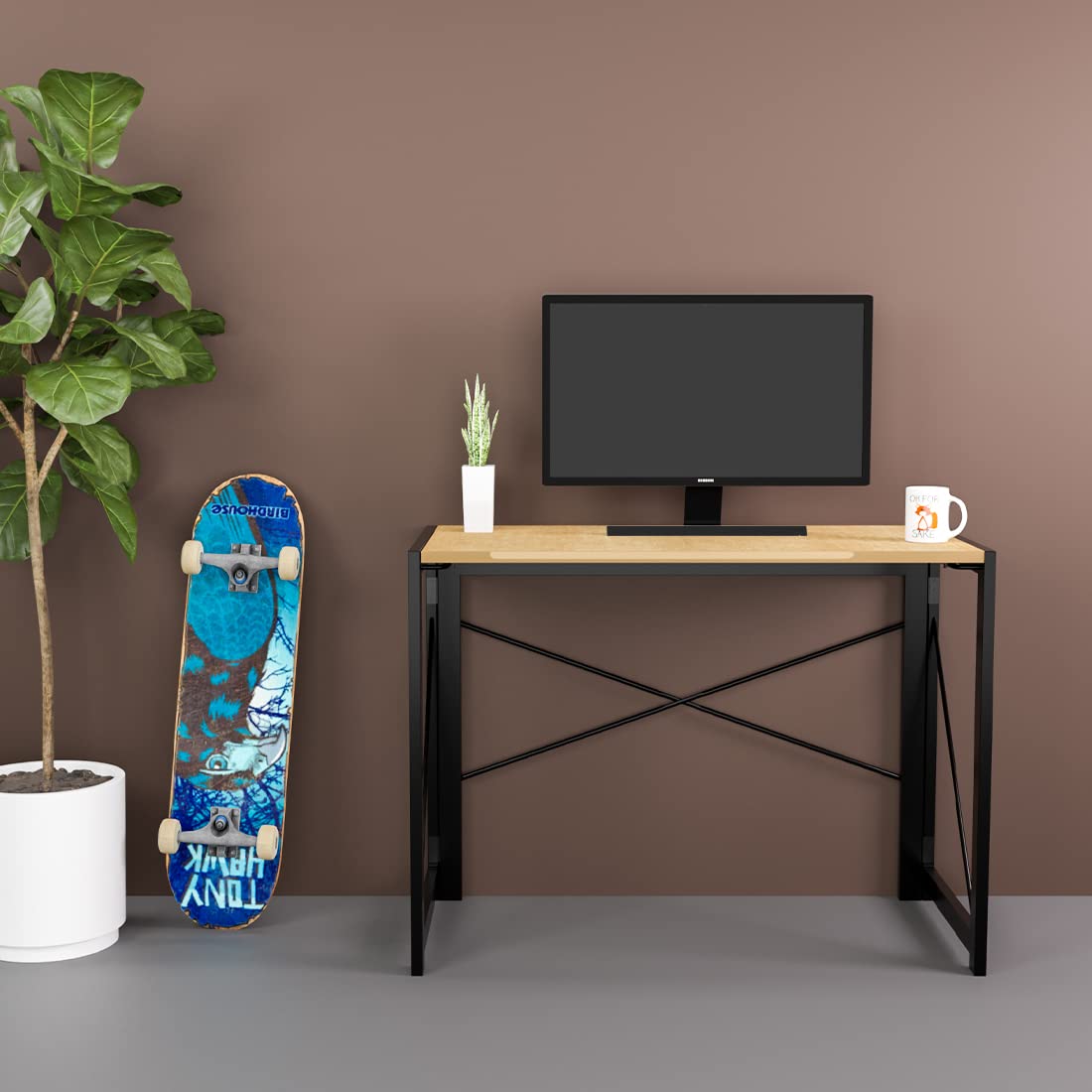 FURLAY Foldable Desk or Study Table (Light Brown)