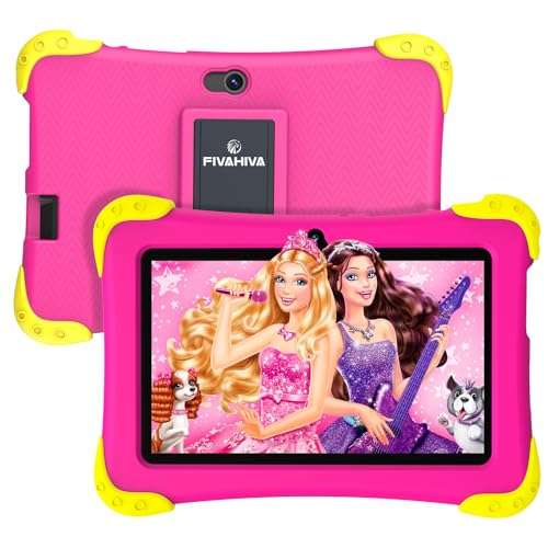 Fivahiva 7 inch Kids Tablet, Android 12 Go, 2GB+32GB (Expandable to 64GB), WiFi, Bluetooth, Parental Control, Google Play, YouTube, Netflix, iWawa, with Kid-Proof Case
