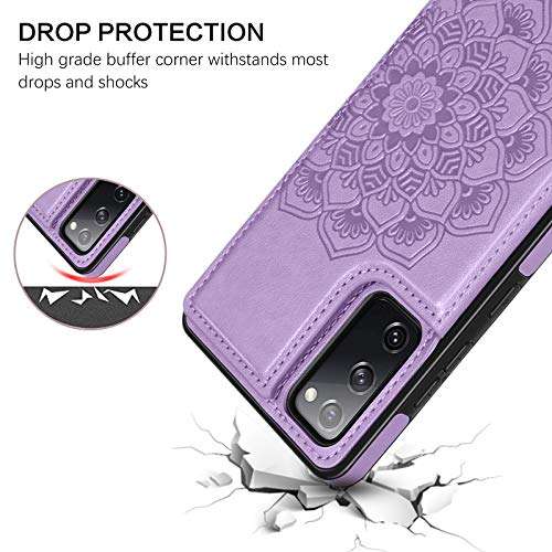 BENTOBEN Galaxy S20 FE Case,Phone Case Samsung S20 FE 5G,Slim Fit PU Leather Heavy Duty Rugged Shockproof Hybrid Hard PC Bumper Shockproof Protective Card Slot Cash Holder Girls Women Cover, Purple 2