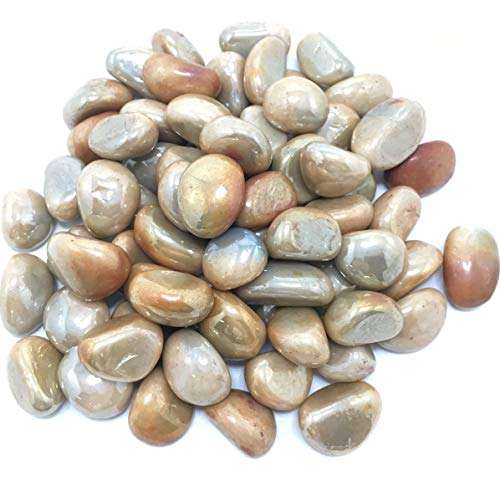 DR Pebbles Decorative Stones for Home Decor (Milky Gold Kaju Type, 950g)