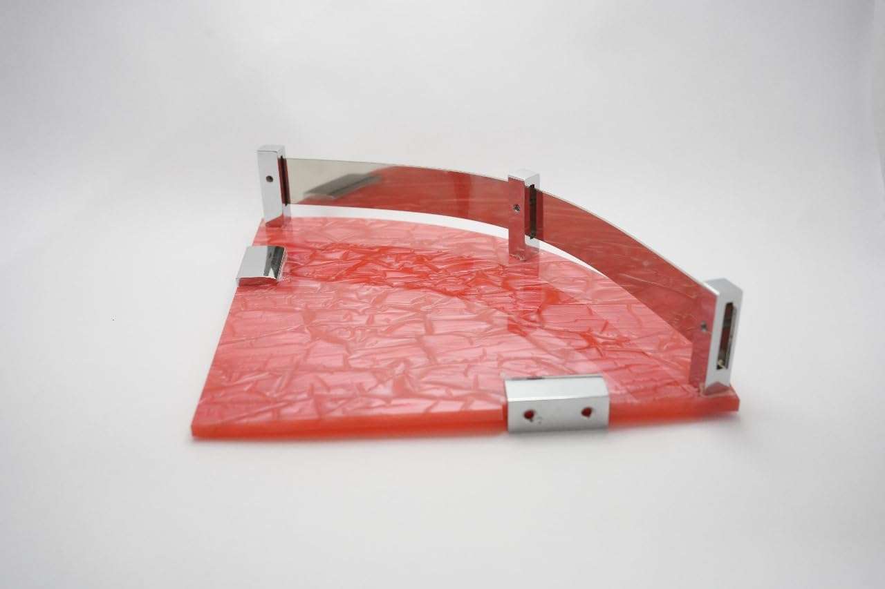 Self-Adhesive Acrylic Bathroom Corner Shelf Rack Organizer Stand includes Screws and Screw Caps Bathroom Organisers Storage Racks Red (10X10 Size Pack of 2) 3