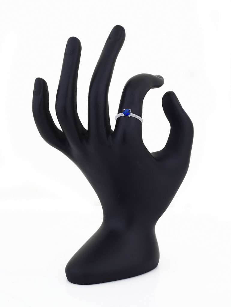 Peora Blue Sterling Silver Rhodium Plated Cz Ring For Women 3