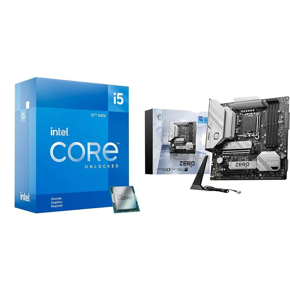 Intel Core i5-12600KF Desktop Processor + MSI B760M Project Zero Gaming Motherboard 1