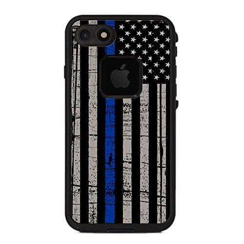 Teleskins Protective Designer Vinyl Skin Decals/Stickers Compatible with Lifeproof Fre iPhone 7 / iPhone 8 / SE 2020 Case -Thin Blue Line USA Police Flag Design Patterns - only Skins and not Case 3