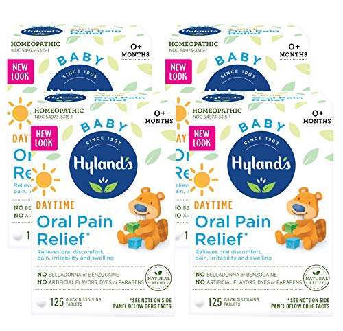 Hyland's Baby Oral Pain Relief Tablets, 125 Count Each (4) 1