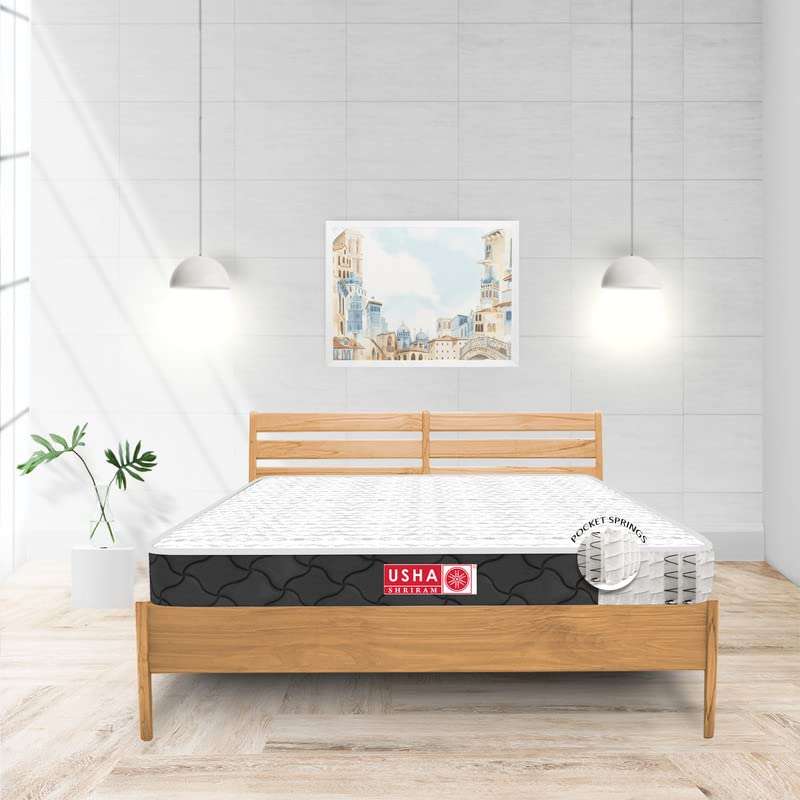 USHA SHRIRAM Rizewell 8" Bamboo Fabric Pocket Spring at Factory Rate Single Mattress 75X42X8