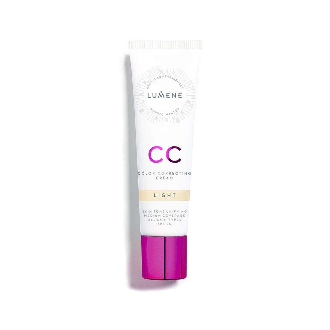 Lumene CC Color Correcting Cream infused with Pure Arctic Spring Water - 6 in 1 Medium Coverage for all Skin Types SPF 20-30 ml / 1.0 Fl.Oz. (_Light_) 1