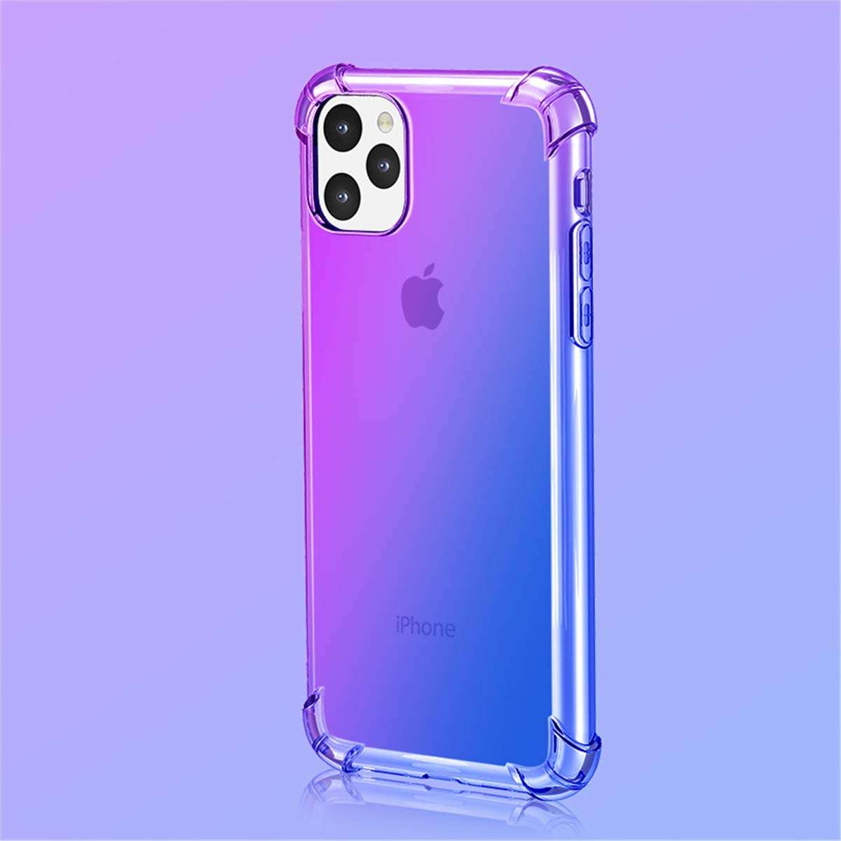 Designed for iPhone 11 6.1 Case Ultra Thin Gradient Rainbow Crystal Clear Soft TPU Silicone Case (Purple&Blue) 6