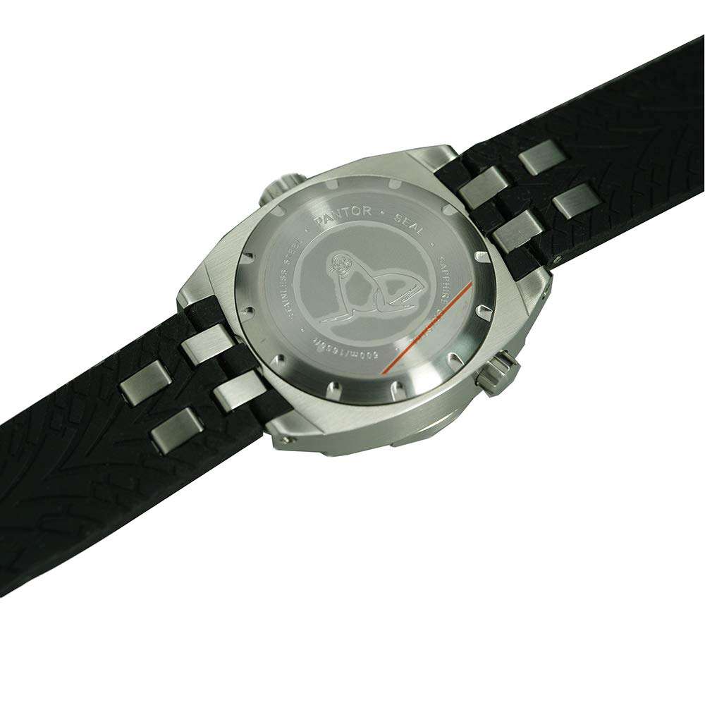 Pantor Seal Dive Watch 500m Pro Diver Watches for Men with Helium Valve Sapphire Crystal and Rotating Bezel Rubber Strap Diving Watch 5