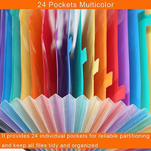 Multicolored Files Folder Organizer (24 Pockets) Accordion A4 Expandable File Organizer, High Capacity with Cloth Edge Wrap and File Guides Wallets Stand Bag for Office/Business/Study (Filefolder24) 4