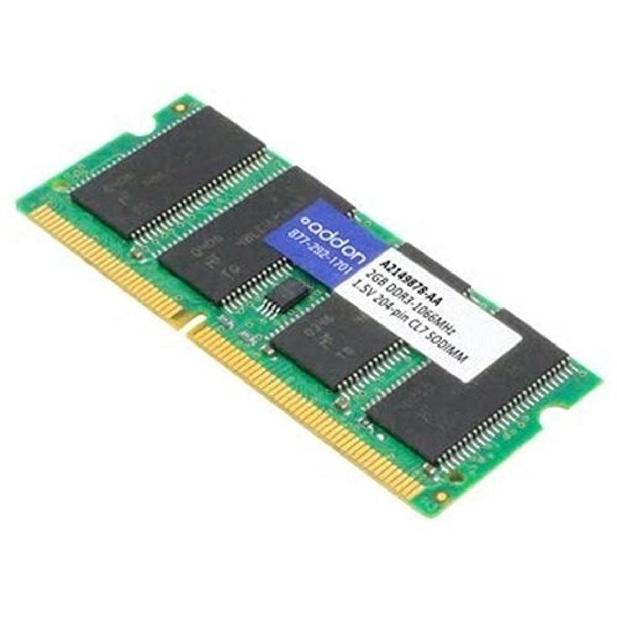 AddOn AA1066D3S7/2G Dell A2149878 Compatible 2GB DDR3-1066MHz Unbuffered Dual Rank 1.5V 204-pin CL7 SODIMM