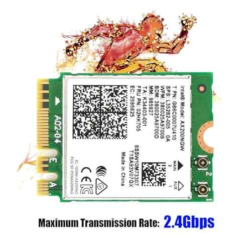 HighZer0 Electronics Intel Dual Band Wireless AX200NGW - WiFi 6 AX200 WiFi Adapter - 2.4GHz 574Mbps/5GHz 2.4Gbps - 802.11AX Network Card - Bluetooth5.0 Wireless Network Adapter 3