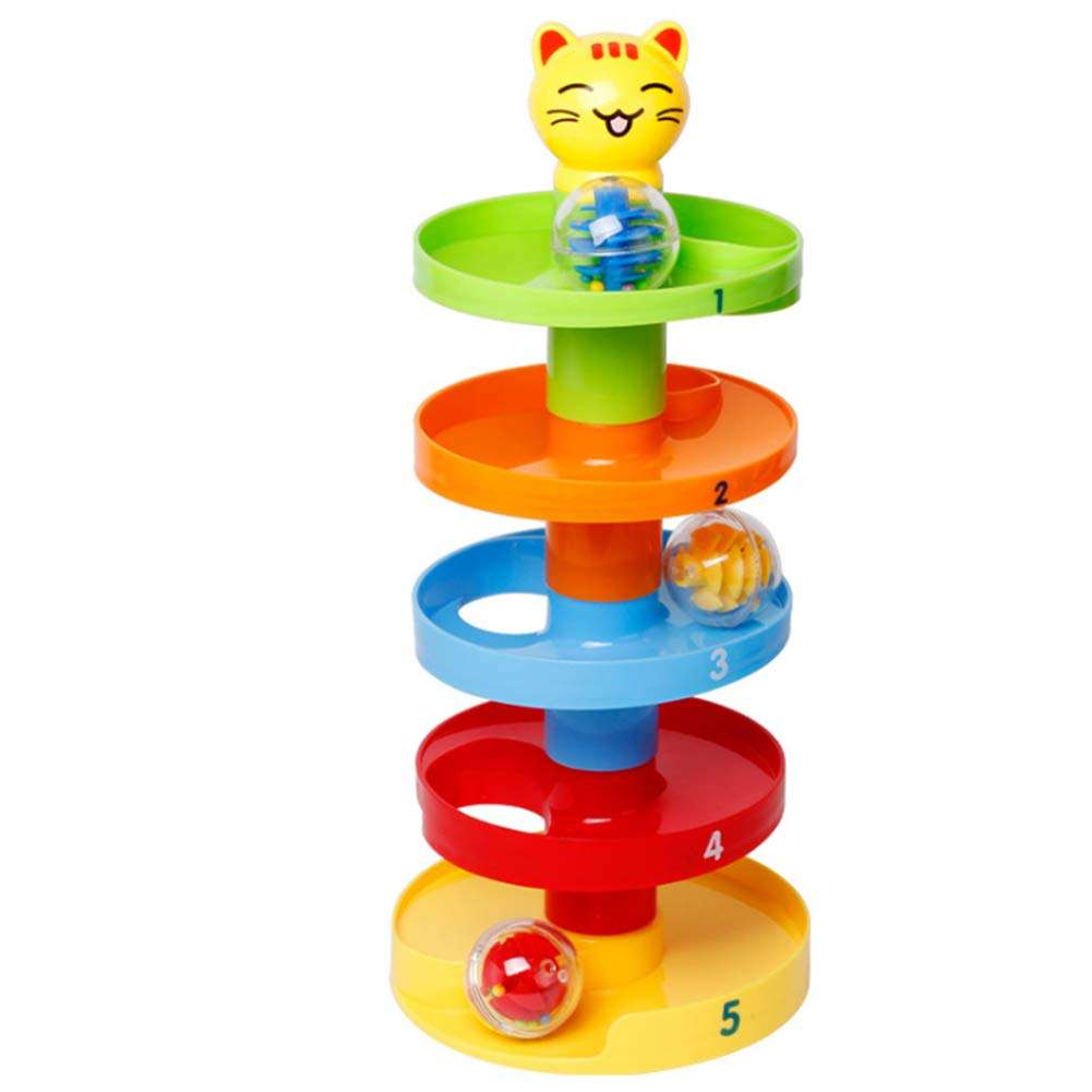 LFOEwpp7 Ball Drop Tower, 5 Layer Roll Swirling Tower Toddler Baby Development Educational Toy, Children Fun Learning at Home School Christmas Birthday Gift 1