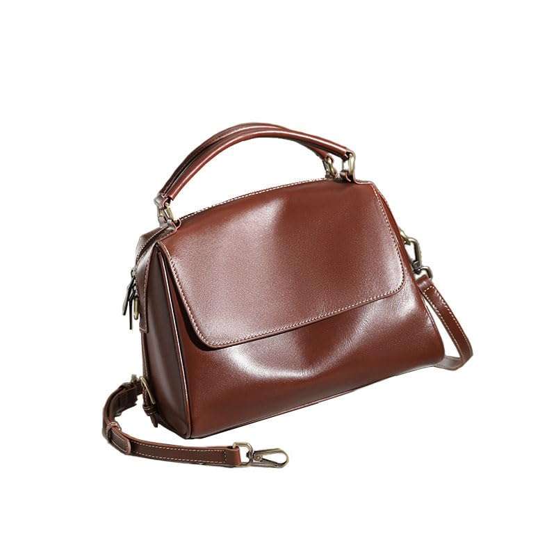 Generic Genuine Leather Women's Shoulder Handbag Premium Sense Cowhide Crossbody Bag (Brown) 1