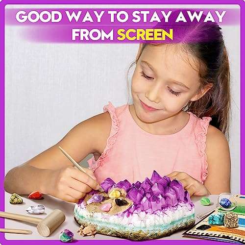 XXTOYS Gemstone Dig Kit - Dig Up 18 Real Gemstones and Crystals - Science Kits for Kids, STEM Toys for Age 6-8, Great Educational Geology Gifts for Boys & Girls Ages 5-7 3