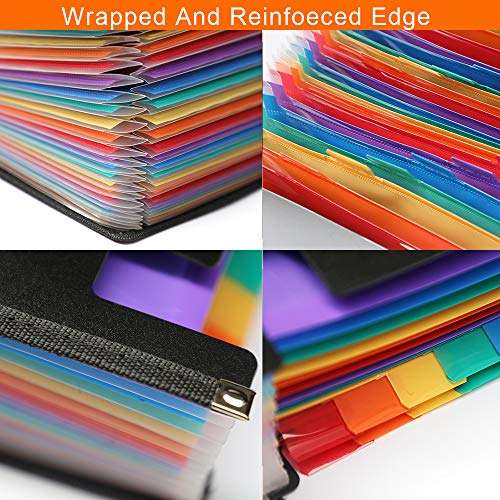 Multicolored Files Folder Organizer (24 Pockets) Accordion A4 Expandable File Organizer, High Capacity with Cloth Edge Wrap and File Guides Wallets Stand Bag for Office/Business/Study (Filefolder24) 3