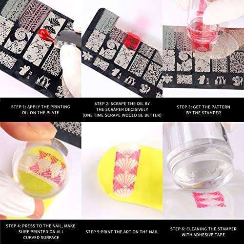Sunshine Enterprise Nail Stamper Scraper Nail Art Tool Silicone Nail Stamper with Scraper Nail Art Stamping Plates Soft Silicone Jelly Nail Stamper Nail Art Accessories 5
