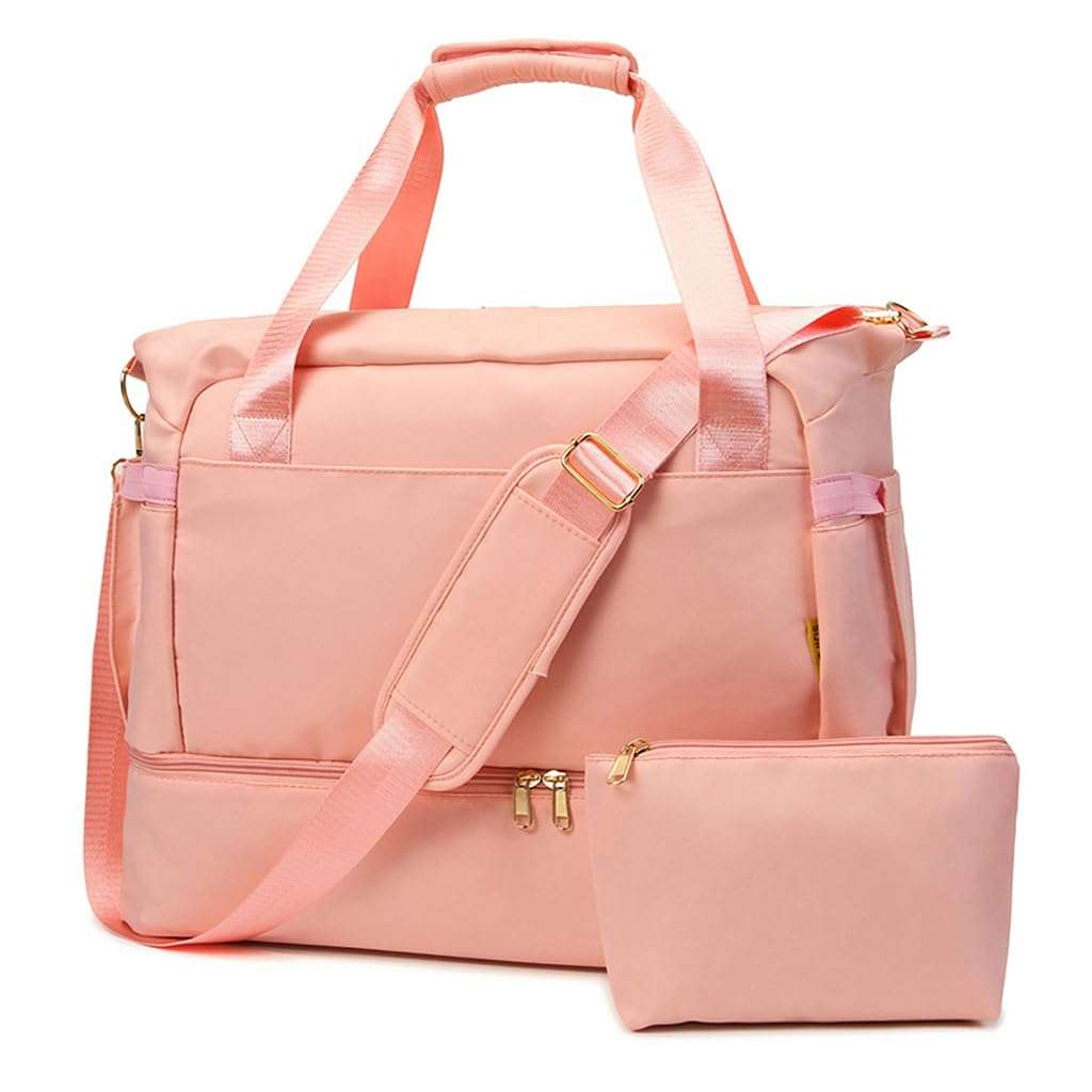 PALAY® Travel Duffel Bag Toiletries Pack Combo Waterproof Fitness Bag with Shoe Compartment Double Layer Large Capacity Travel Bag with Shoulder Strap and Handle Fashion Duffel Bag for Travel, Workout 1