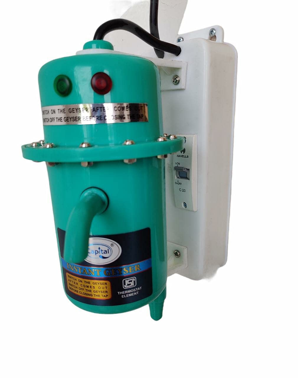 CAPITAL Instant Water Geyser 1 L Portable water heater, Made of First Class ABS Plastic, Auto Cut Off Feature with 1 Year Warranty, For Home, Office, Restaurant etc (Rama + MCB)