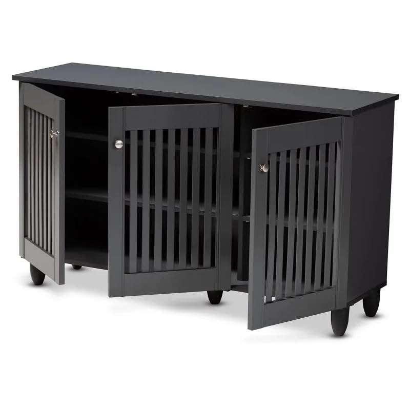 Hoe Rack Cabinet for Entryway Shoe Cabinet Three-Door Wooden Entrance Shoe Cabinet Home Office Storage Cabinet Living Room Entrance Shoe Cabinet Shoe Organisers 5