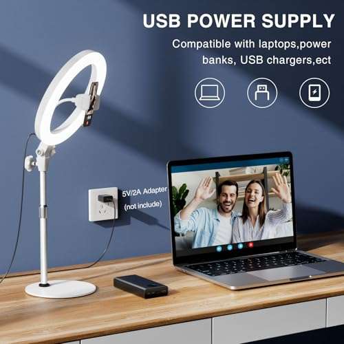 Desktop Ring Light with Stand and Phone Holder, Zoom Lighting for Computer Video Conference, Video Calls, Home Office, Laptop- Soft Lighting for Video Recording, Podcasts, Streaming Studio 5