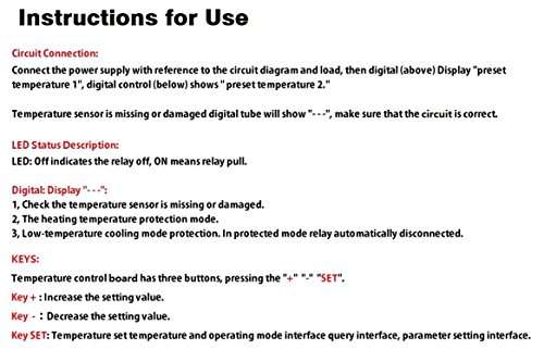 LM YN Digital Thermostat Module DC 12V -50℃ to 125℃ Electronic Temperature Control Module Switch Waterproof Sensor Probe Dual LED Display Red Green 4