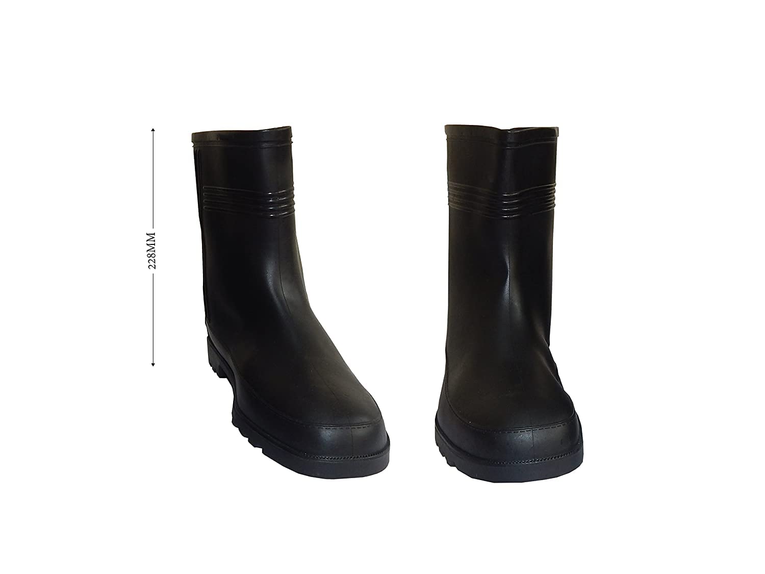 HILLSON Hitter Black Industrial Safety Gumboots Mens Black Long Pvc Boots For High Ankle Safety 9 Inch Size-8 5